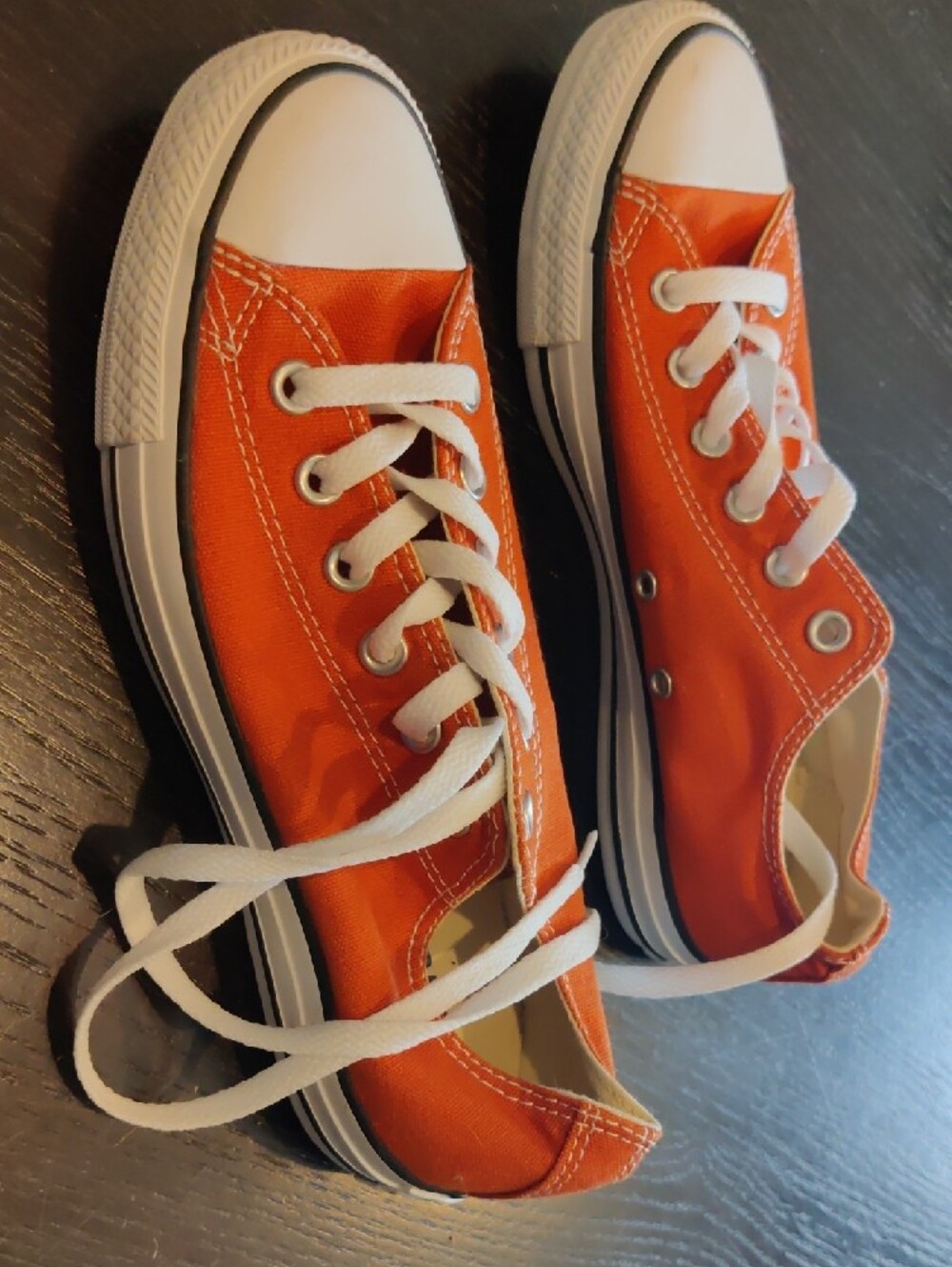 Converse Women's Low Top Sneakers in Bright Orange with White Laces - Picture 6 of 7